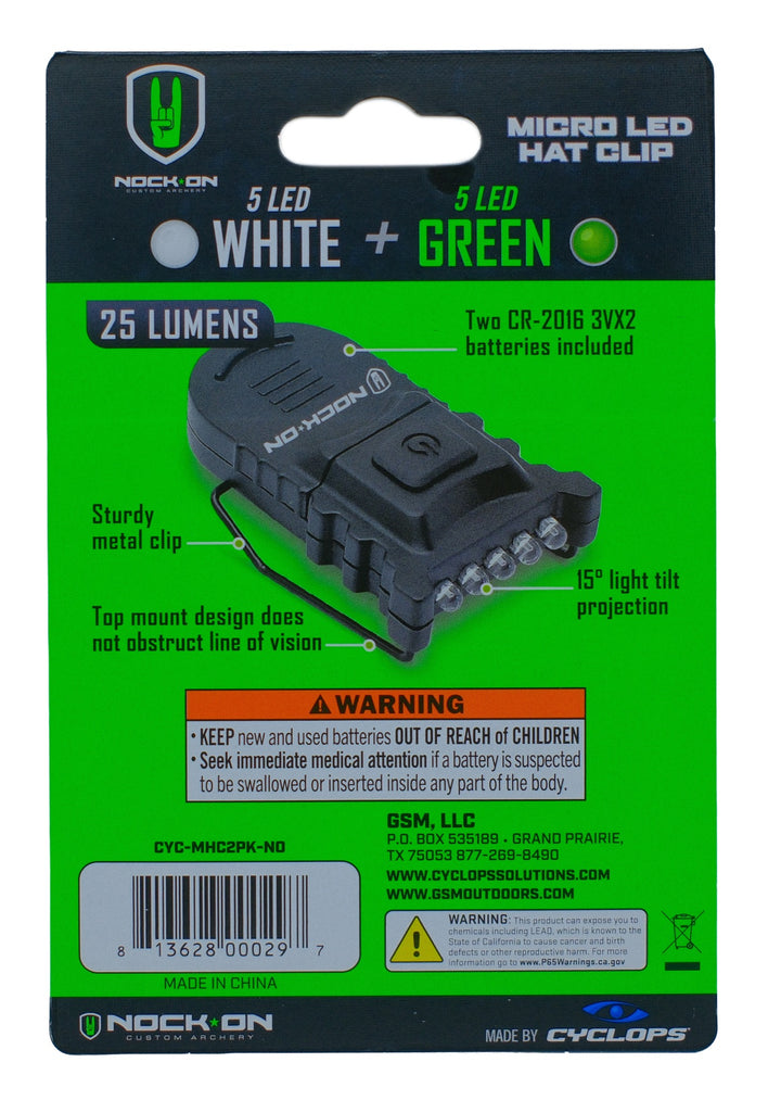 Nock On LED Hat Clip 2 Pk